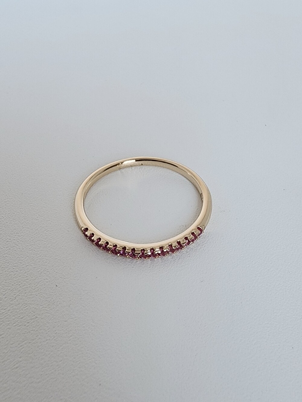 Pink Violet CZ Gold Plated Stacking Ring Dainty Band Size 6 - Picture 6 of 6